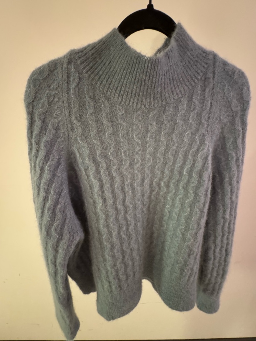 COS Alpaca Wool Blend Cable Knit Mock Neck Sweater Soft Cozy